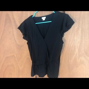 J. Crew Factory Wrap Flutter sleeve blouse